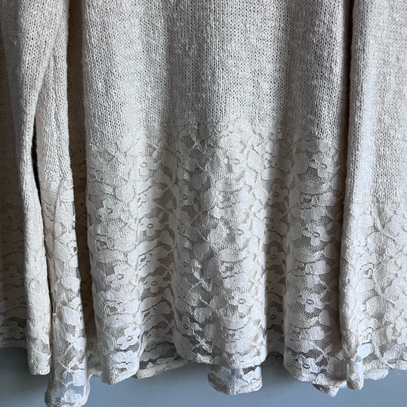 STYLE & Co. Cream Knot Tunic Sweater with Metallic Threading and Lace Size 2X - Picture 4 of 9